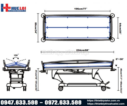 thông số kỹ thuật giường tắm