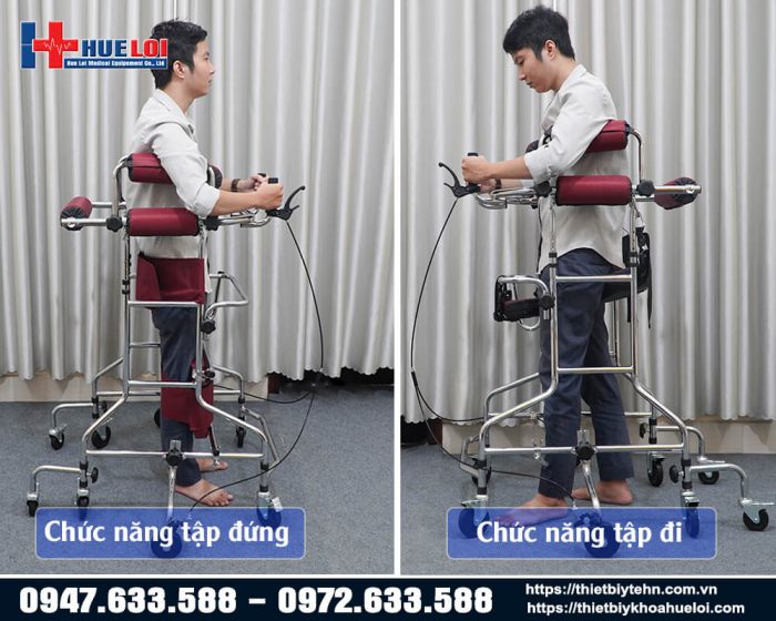 bệnh nhân dùng khung tập đi tập đứng