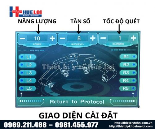 Giao diện cài đặt của máy Laser Lux Master Slim