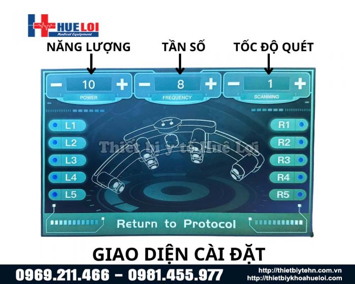 Giao diện cài đặt của máy Laser Lux Master Slim