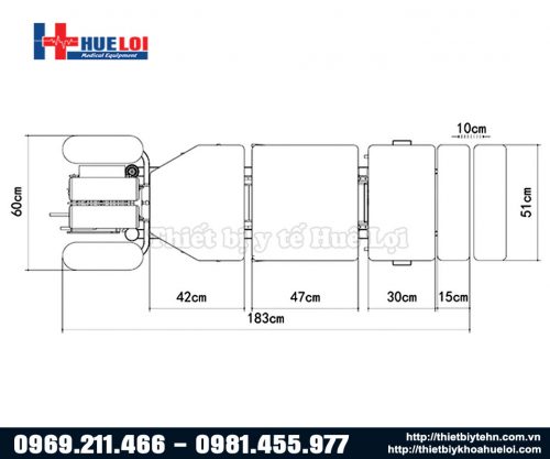 Kích thước tổng thể của giường tác động cột sống toàn thân EL08B