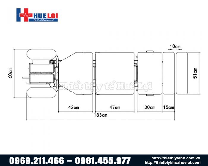 Kích thước tổng thể của giường tác động cột sống toàn thân EL08B