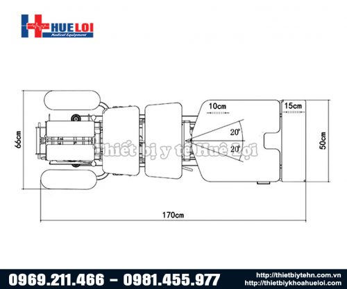 Kích thước tổng thể của giường tác động cột sống EL07B