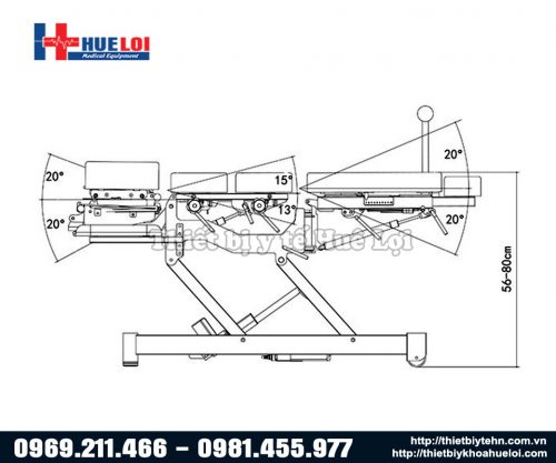 Chiều cao và kích thước của giường nắn chỉnh xương EL07B