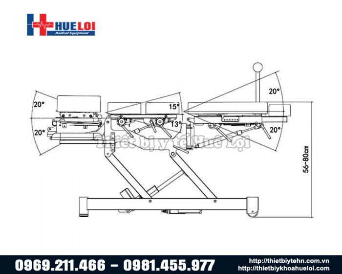 Chiều cao và kích thước của giường nắn chỉnh xương EL07B