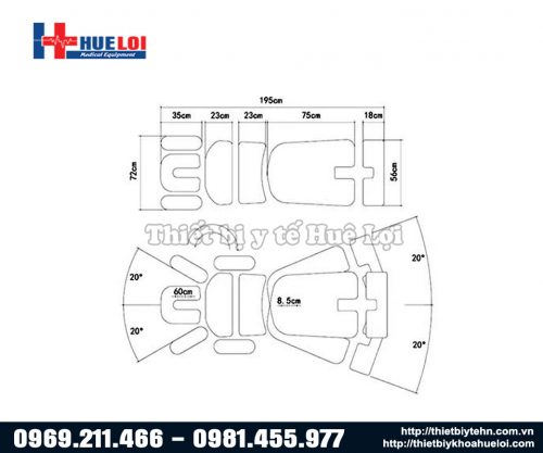 Kích thước giường tác động cột sống EL07