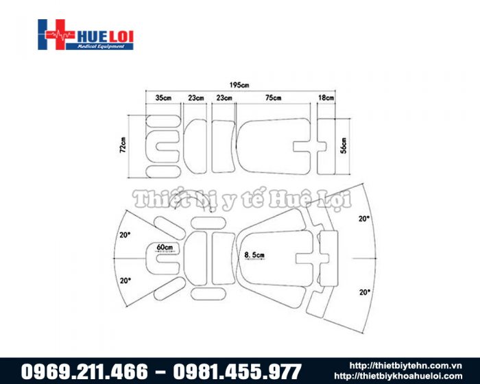 Kích thước giường tác động cột sống EL07